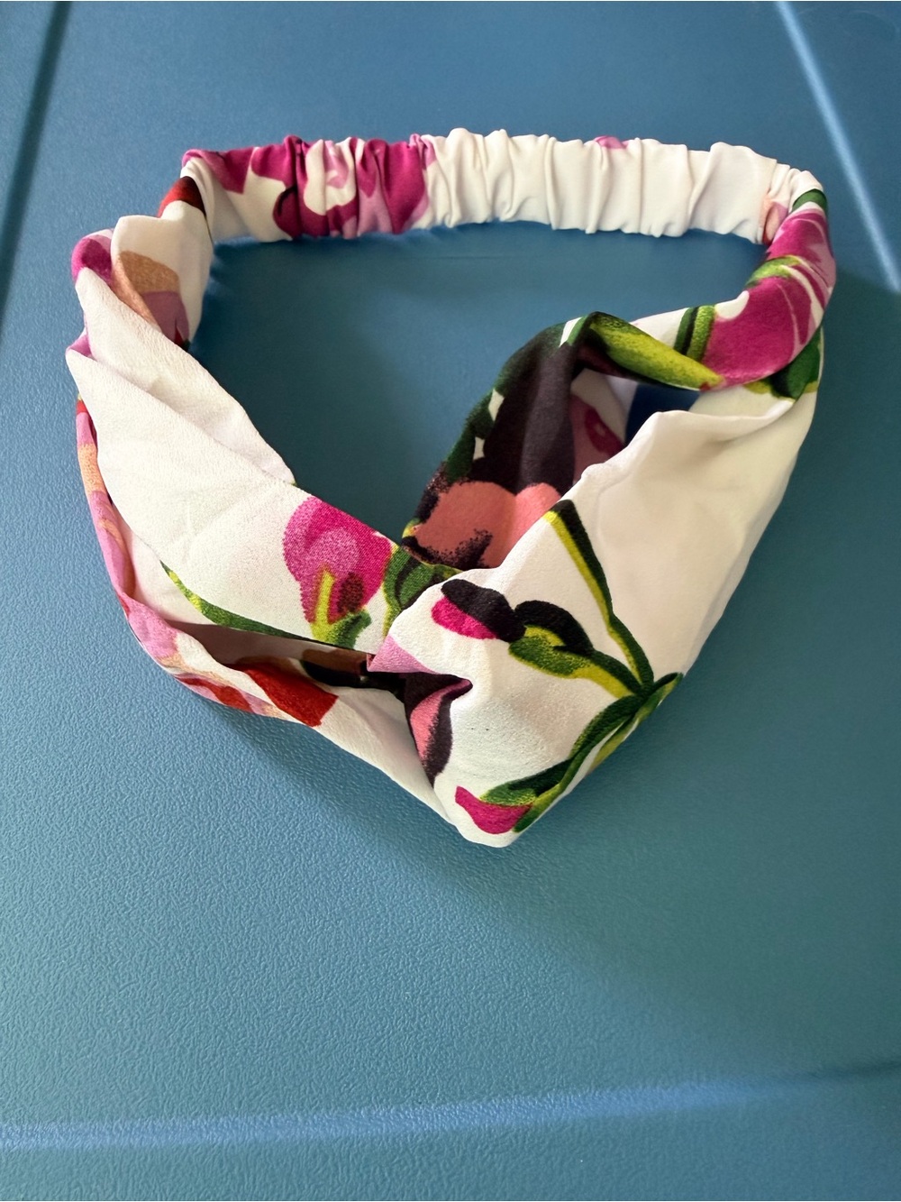 Floral Twist Headband - White & Pink